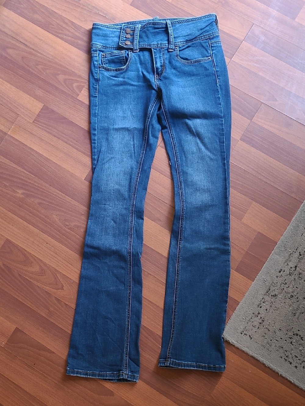 BDG Dark Blue Flared Jeans with Triple Button Waist